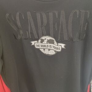 Men's Black Scarface Crewneck Fleece T-shirt Size L